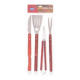 SET UTENSILIOS ASADOR PARRILLA PARRILLERO 4 PIEZAS