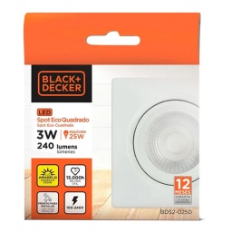 Plafon De Embutir Led Tipo Dicroica  3w Luz Calida  BLACK + DECKER