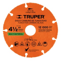 DISCO DE CORTE MULTIMATERIAL TRUPER PARA AMOALDORA 4 1/2