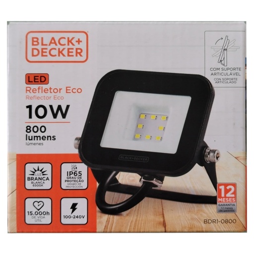 FOCO REFLECTOR LED BLACK + DECKER 10W BLANCO FRIO EXTERIOR