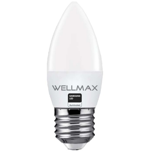 LAMPARA LED WELLMAX 6W ROSCA E27 TIPO VELA BLANCO CLIDO